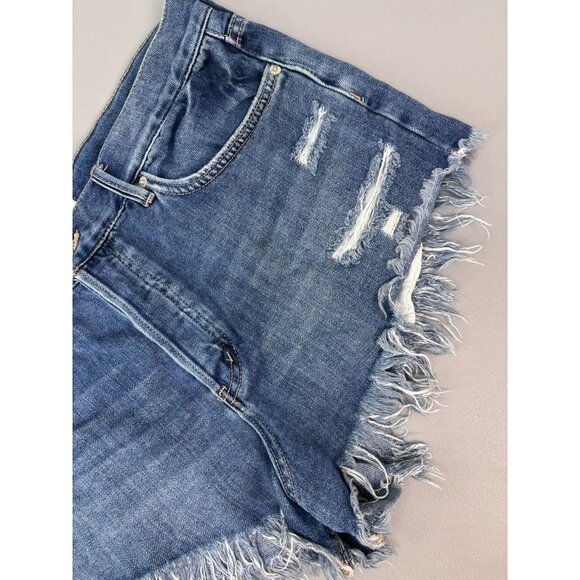 We the Free People women's 31 denim cut off jean shorts high waisted distressed - Picture 3 of 7